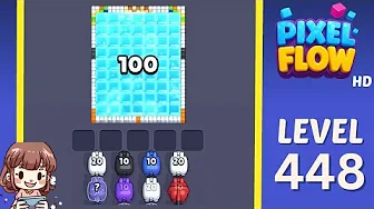 Pixel Flow Level 448 grid layout and solution screenshot