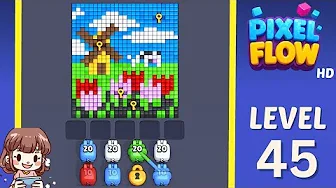 Pixel Flow Level 45 grid layout and solution screenshot