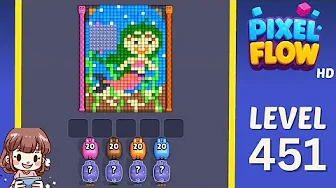Pixel Flow Level 451 grid layout and solution screenshot