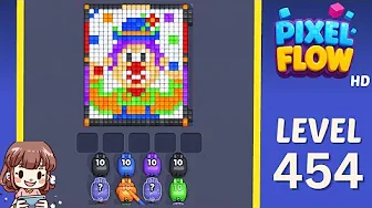 Pixel Flow Level 454 grid layout and solution screenshot