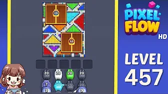 Pixel Flow Level 457 grid layout and solution screenshot