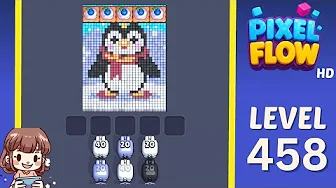 Pixel Flow Level 458 grid layout and solution screenshot