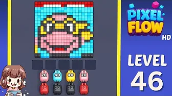 Pixel Flow Level 46 grid layout and solution screenshot