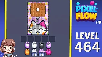 Pixel Flow Level 464 grid layout and solution screenshot