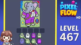 Pixel Flow Level 467 grid layout and solution screenshot