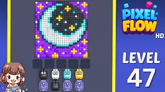 Pixel Flow Level 47 grid layout and solution screenshot