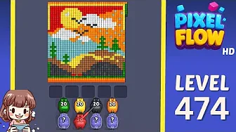 Pixel Flow Level 474 grid layout and solution screenshot