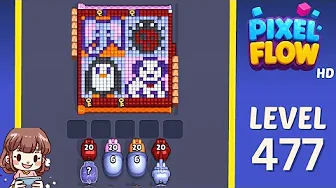 Pixel Flow Level 477 grid layout and solution screenshot