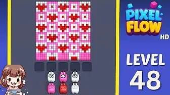 Pixel Flow Level 48 grid layout and solution screenshot