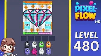 Pixel Flow Level 480 grid layout and solution screenshot