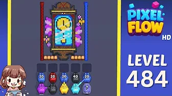 Pixel Flow Level 484 grid layout and solution screenshot