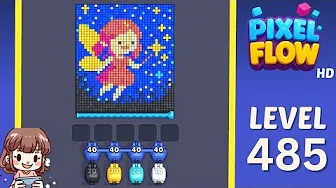 Pixel Flow Level 485 grid layout and solution screenshot