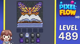 Pixel Flow Level 489 grid layout and solution screenshot