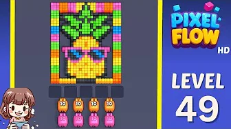 Pixel Flow Level 49 grid layout and solution screenshot