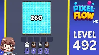Pixel Flow Level 492 grid layout and solution screenshot