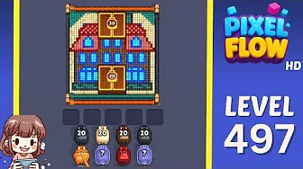 Pixel Flow Level 497 grid layout and solution screenshot