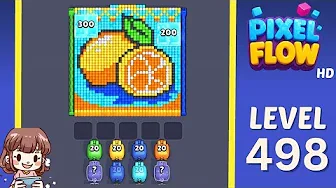 Pixel Flow Level 498 grid layout and solution screenshot