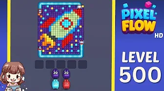 Pixel Flow Level 500 grid layout and solution screenshot