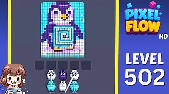Pixel Flow Level 502 grid layout and solution screenshot