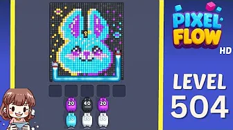 Pixel Flow Level 504 grid layout and solution screenshot