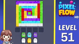 Pixel Flow Level 51 grid layout and solution screenshot