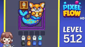 Pixel Flow Level 512 grid layout and solution screenshot