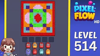Pixel Flow Level 514 grid layout and solution screenshot