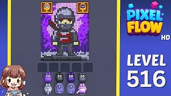 Pixel Flow Level 516 grid layout and solution screenshot