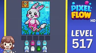 Pixel Flow Level 517 grid layout and solution screenshot