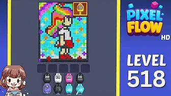 Pixel Flow Level 518 grid layout and solution screenshot