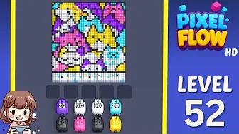 Pixel Flow Level 52 grid layout and solution screenshot
