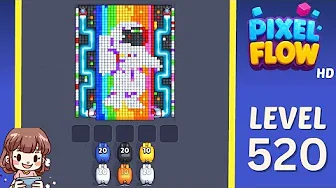 Pixel Flow Level 520 grid layout and solution screenshot