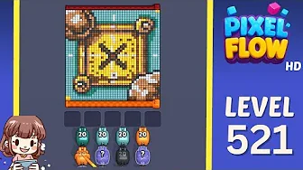 Pixel Flow Level 521 grid layout and solution screenshot