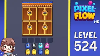 Pixel Flow Level 524 grid layout and solution screenshot