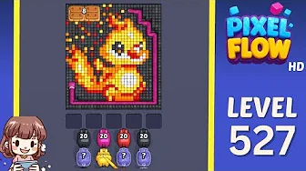 Pixel Flow Level 527 grid layout and solution screenshot