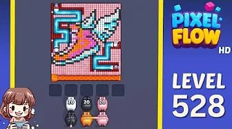Pixel Flow Level 528 grid layout and solution screenshot
