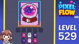 Pixel Flow Level 529 grid layout and solution screenshot