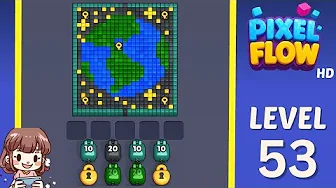 Pixel Flow Level 53 grid layout and solution screenshot