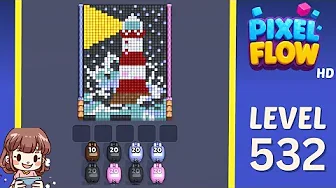 Pixel Flow Level 532 grid layout and solution screenshot