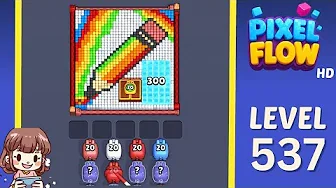 Pixel Flow Level 537 grid layout and solution screenshot