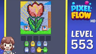 Pixel Flow Level 553 grid layout and solution screenshot