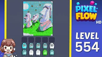 Pixel Flow Level 554 grid layout and solution screenshot
