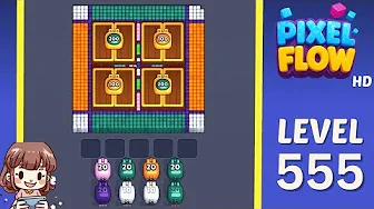 Pixel Flow Level 555 grid layout and solution screenshot