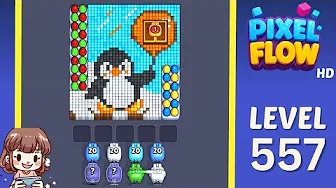 Pixel Flow Level 557 grid layout and solution screenshot