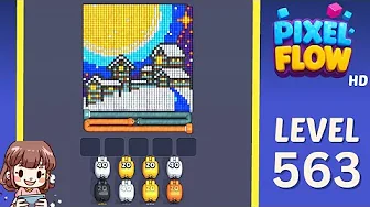 Pixel Flow Level 563 grid layout and solution screenshot