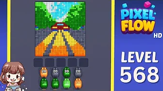 Pixel Flow Level 568 grid layout and solution screenshot