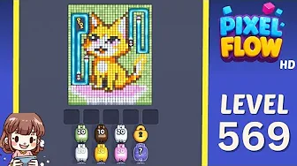 Pixel Flow Level 569 grid layout and solution screenshot