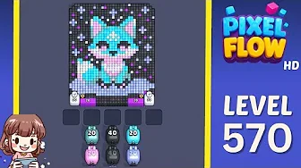 Pixel Flow Level 570 grid layout and solution screenshot