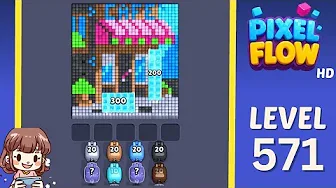 Pixel Flow Level 571 grid layout and solution screenshot