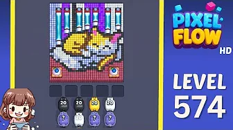 Pixel Flow Level 574 grid layout and solution screenshot